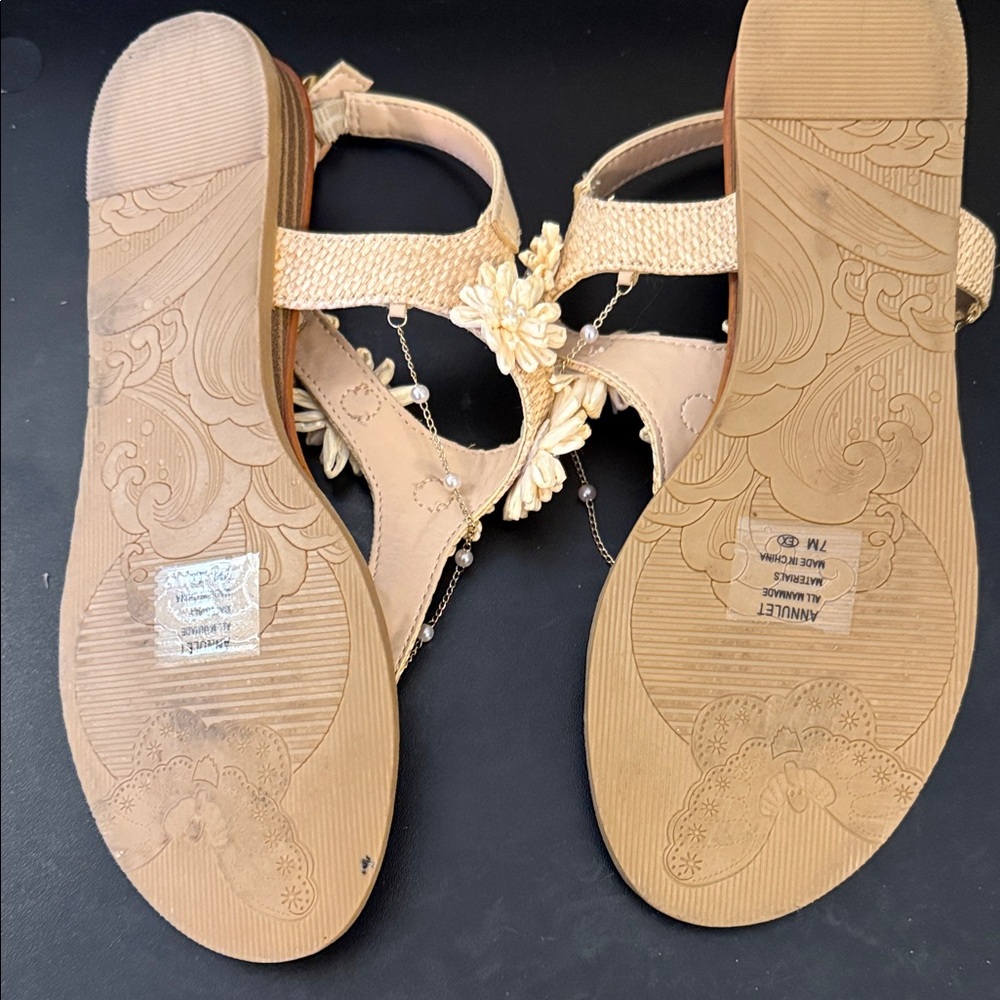 NWOT Women's size 7 POP CREAM COLORED FLORAL Sandals - Picture 7 of 7